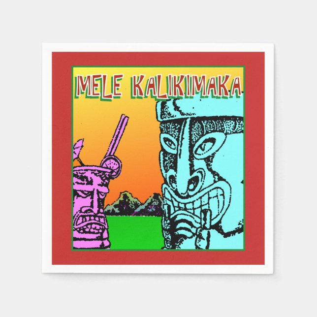 Guardanapo De Papel Mele Kalikimaka - Amor de Natal Havaí (Frente)