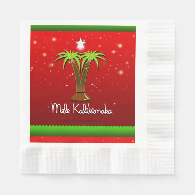 Guardanapo De Papel Mele Kalikimaka Palm Tree para Xmas (Frente)