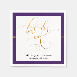 Guardanapo De Papel Melhor Dia do Elegante, Roxo Profundo e Faixa Dour