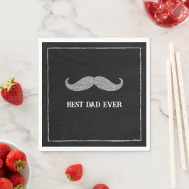 Guardanapo De Papel Melhor Pai de bigode prata preto