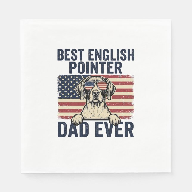 Guardanapo De Papel Melhor Pai Pointer Inglês Patriótico de Sempre Cac (Frente)