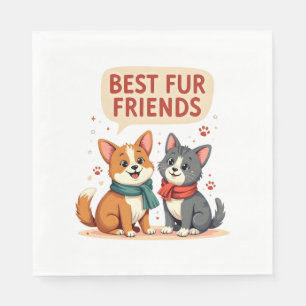 Guardanapo De Papel Melhores Amigos de Pelos Vintage Gato e Cachorro C
