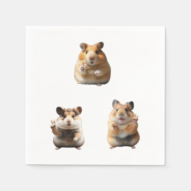 Guardanapo De Papel Meme de Hamster Engraçado Sinal de Paz (Frente)