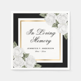 Guardanapo De Papel Memória Floral Dourada de Cor Branca Preta Funcion