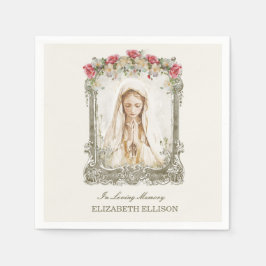 Guardanapo De Papel Memória Funeral Católica Mary Prayer Card