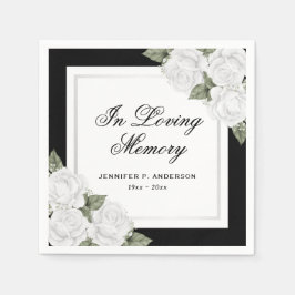Guardanapo De Papel Memória Funeral Floral de Prata Branca Negra