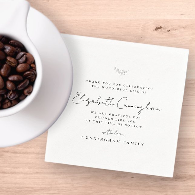 Guardanapo De Papel Memorial Funeral Moderno Simples Chic Elegante (Criador carregado)