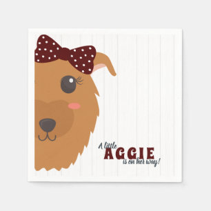 Guardanapo De Papel Menina Aggie Dog Chá de fraldas Maroon Napkins