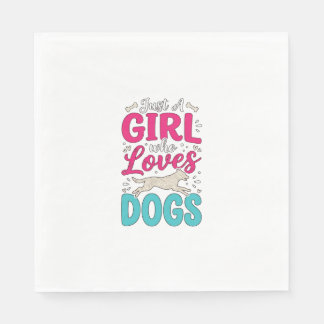Guardanapo De Papel Menina Ama Cachorros Tipografia de Gravura Vintage
