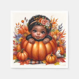 Guardanapo De Papel Menina Americana Africana Em Pumpkin