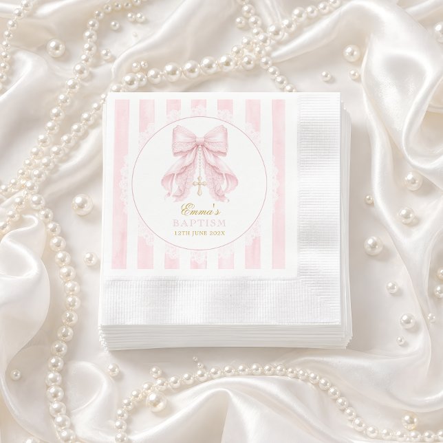 Guardanapo De Papel Menina Bebê Arco Rosa Batismo (Criador carregado)