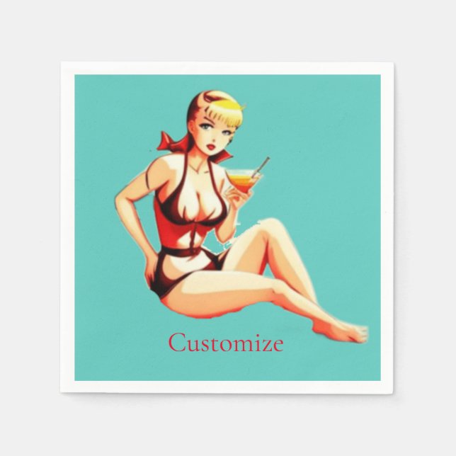 Guardanapo De Papel Menina Bikini, Loura-branca, Thunder_Cove (Frente)