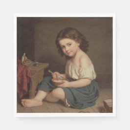 Guardanapo De Papel Menina Bonita Comendo Café Da Manhã (Vintage Art)