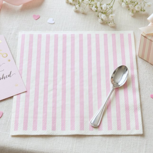 Guardanapo De Papel Menina com Laço Rosa Coquette Listrada Chá de Bebê (Criador carregado)