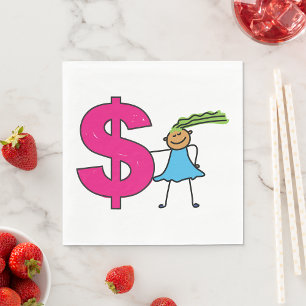 Guardanapo De Papel Menina com Sinal De Dólar