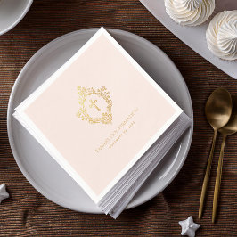 Guardanapo De Papel Menina Confirmação Rosa Dourada Cruzamento Crest R