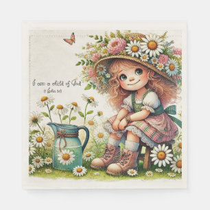 Guardanapo De Papel Menina da flor de Deus criança