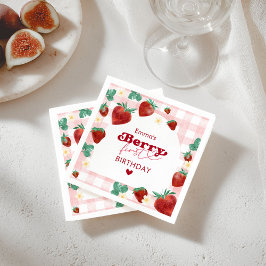 Guardanapo De Papel Menina de Aniversário de Morango de Primeiro Anive
