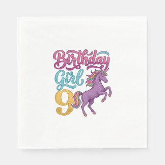 Guardanapo De Papel Menina de Aniversário Unicórnio Design de Gravura 