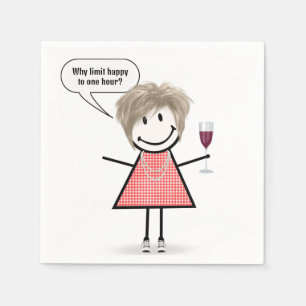 Guardanapo De Papel Menina de Palito com Copo de Vinho