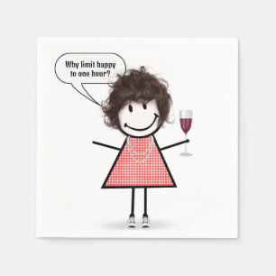 Guardanapo De Papel Menina de Palito com Copo de Vinho