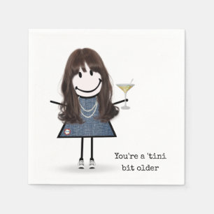 Guardanapo De Papel Menina de palito de aniversário com Martini