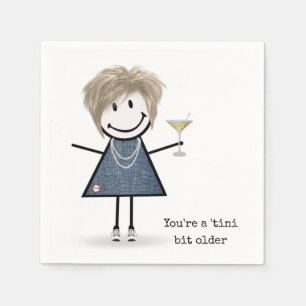 Guardanapo De Papel Menina de palito de aniversário com Martini