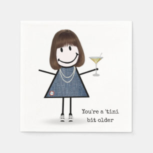 Guardanapo De Papel Menina de palito de aniversário com Martini