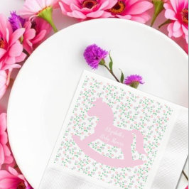 Guardanapo De Papel Menina do Cavalo de Balanço Rosa Chã de Bebê