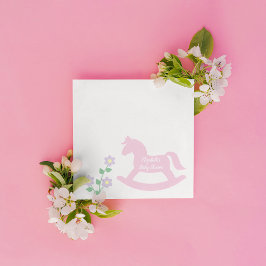 Guardanapo De Papel Menina do Cavalo de Balanço Rosa Chá de Bebê