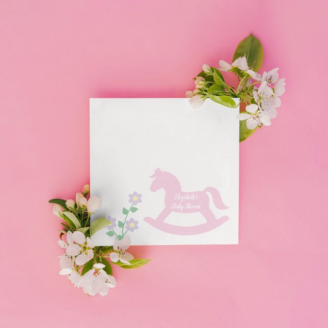 Guardanapo De Papel Menina do Cavalo de Balanço Rosa Chá de Bebê (Criador carregado)