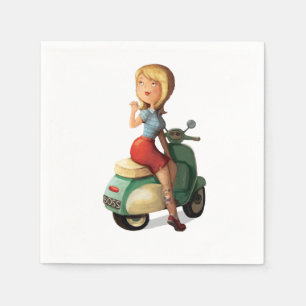 Guardanapo De Papel Menina do patinete