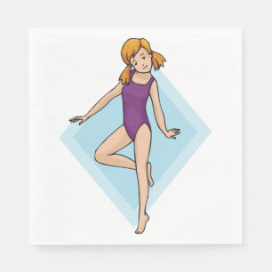 Guardanapo De Papel Menina Ginasta em Leotardo Roxo