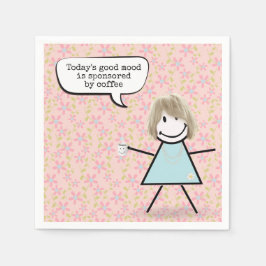 Guardanapo De Papel Menina Palito Com Caneca De Café 