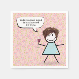 Guardanapo De Papel Menina Palito Com Copo de Vinho 