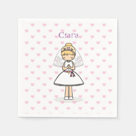 Guardanapo De Papel Menina Personalizada do Primeiro Dia da Comunhão