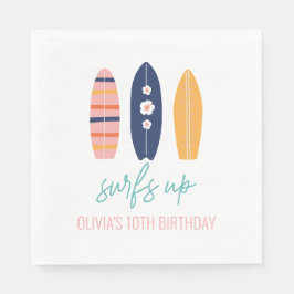 Guardanapo De Papel Menina Prancha de Surfe Praia aniversário