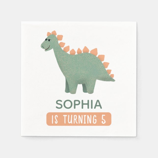 Guardanapo De Papel Meninas Bonitas Dinossauras Rosa Dinossauras Dino  (Frente)