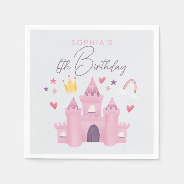 Guardanapo De Papel Meninas Bonitas Pinças Princesas Palácio 6 Anivers (Frente)