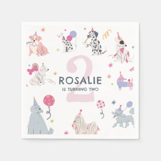 Guardanapo De Papel Meninas Cachorro Pastel Adorável Vamos Festejar An