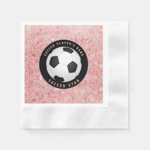 Guardanapo De Papel Meninas de Futebol Rosa, Partido Pensado Napkins