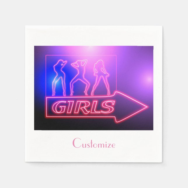 Guardanapo De Papel Meninas Neon Rosa Assinam Thunder_Cove (Frente)