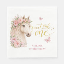 Meninas Rosa Floral Cavalo Aniversário de 1 ano
