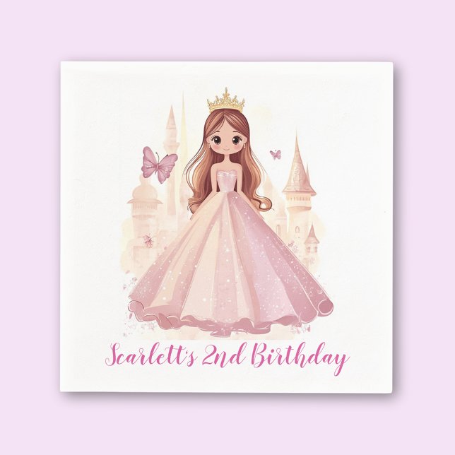Guardanapo De Papel Meninas Rosa Personalizadas Princesa Aniversário (Criador carregado)