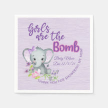 Meninas são o chá de fraldas elefante roxo da BOMB