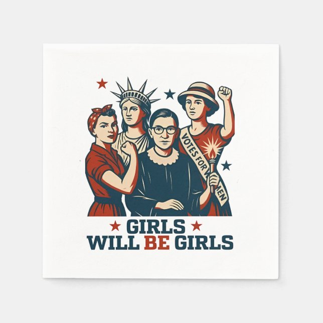 Guardanapo De Papel Meninas Serão Feministas Mulheres Empoderadas (Frente)