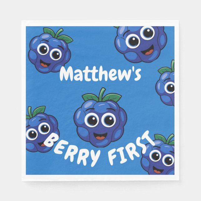 Guardanapo De Papel Menino de 1º Aniversário Blue Berryfirst (Frente)