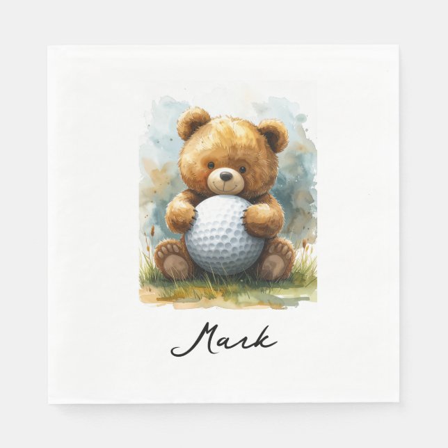 Guardanapo De Papel Menino de golfe no green de putting (Frente)