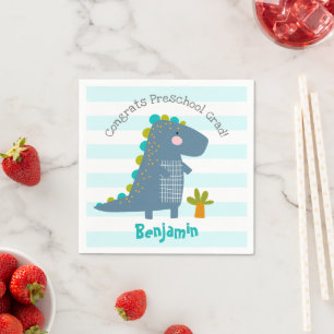 Guardanapo De Papel Menino Dinossauro Azul Formatura Pré-Escolar Capri