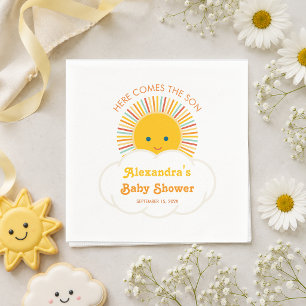 Guardanapo De Papel Menino do Sol Chuvinha de Bebê Aqui Vem o Filho Cu